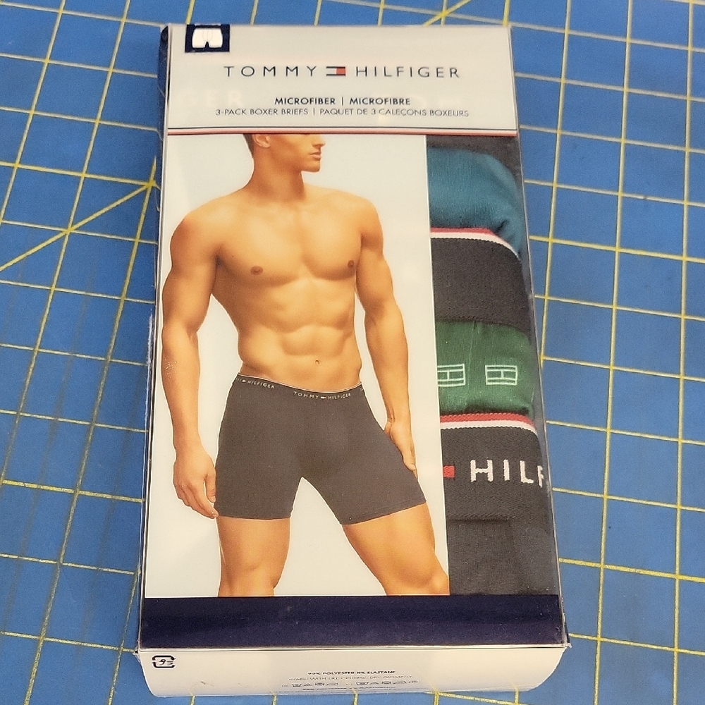 Tommy Hilfiger Men's Boxer Briefs Black Green Blue Set of 2 In Sealed Pack New